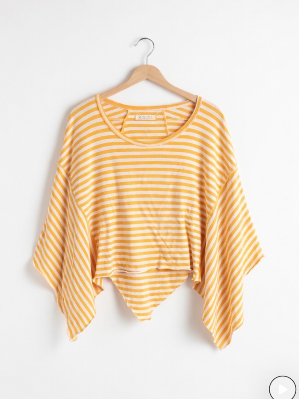 Free People Yellow and White Striped Crop Poncho Top